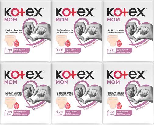 Kotex Mom Lohusa Külodu - Külot Bez L - Large - Büyük / XL - Extra Large - 48 Li Set (6PK*8)
