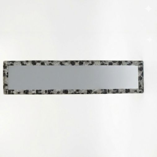 Kristal Taşlı İç Dikiz Aynası Tırnaklı Ayna 29,5x7cm Leopar Desenli