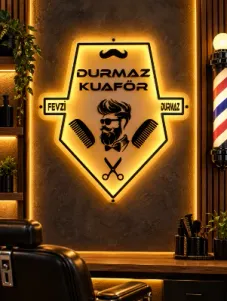 kuaförlere özel  pleksi neon tabela 70x60 cm