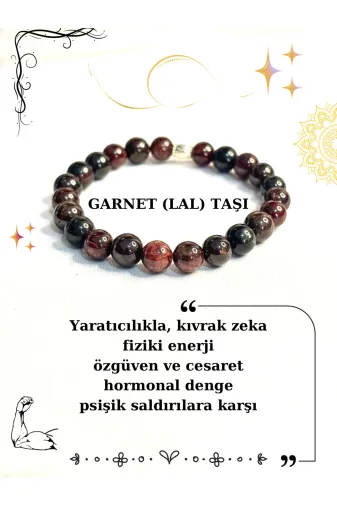 kuartz fld473 Garnet (Lal) Taşı Bileklik Sertifikalıı Doğal Taş.