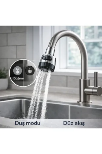 Kubar ESNK40-2MOD Esnek Mutfak Musluk Başlığı (2 Modlu) – 40 Cm – Sökülebilir & Temizlenebilir