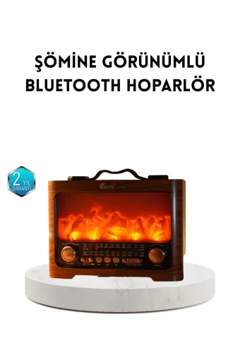 KÜÇÜK HAZİNE MEYTDXUUCZZZFP2393SSÖMİNE-2 Mey İthalat® Şömine Efektli Solar Hoparlör Bluetooth 5.3 Radyo Aux Usb Tf Destekli