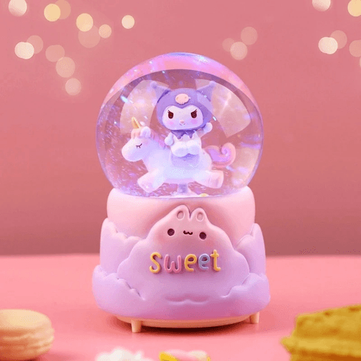 Kuromi Işıklı Müzikli Kar Küresi Orta Boy Model 1