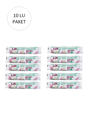 LAMFER 6243734267859 Büyük Boy Çöp Torbası 65 X 80 Cm 10 Lu Rulo X 10 Paket = 100 Adet (Mavi)