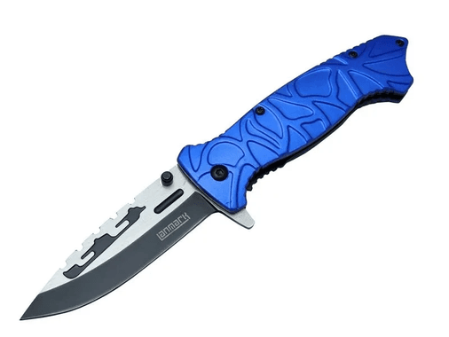 Lanmark M30b Tırtıklı Kamp Çakı 21 Cm - Plastik Sap, Otomatik, Kemerlikli