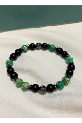 Lavinia Atelier AKN01 Varisit Hematit Obsidyen Doğal Taş Bileklik