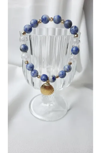 Lavinia Atelier moonlight01 Doğal Taş Kadın Bileklik, Lapis Lazuli, Necef , Mavi Beyaz Gold