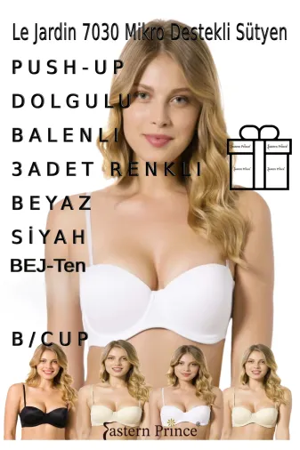 Le Jardin LEJARDIN-7030 Kadın Sütyen Push-Up Destekli Balenli Telli 7030 Elita Micro B Cup 3 Adet