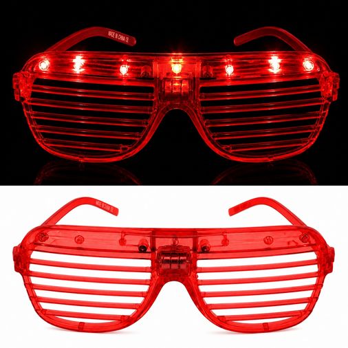 LED Işıklı Panjur Parti Gözlüğü Kırmızı Renk Shutter Gözlük