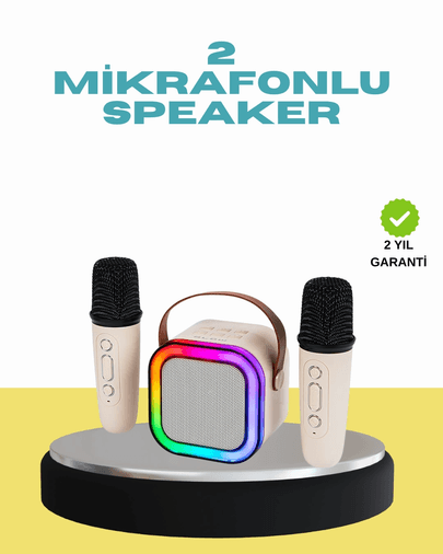LED Işıklı Taşınabilir Karaoke Hoparlör – USB &amp; AUX Girişli