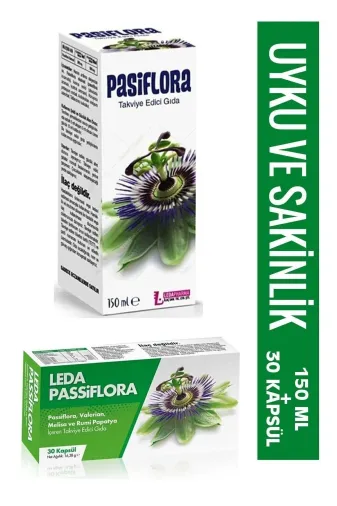 LEDA PSLFL150kapsul Pasiflora 30 Kapsul Ve Pasiflora Sıvı Takviye Edici Gıda Şurup 150 Ml Set