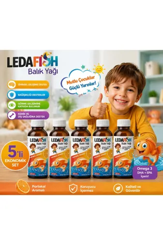 LedaPharma 4a-LDPHRM_LDFSHBY150_05 Ledafish Balık Yağı Şurup 150Ml X5 Adet