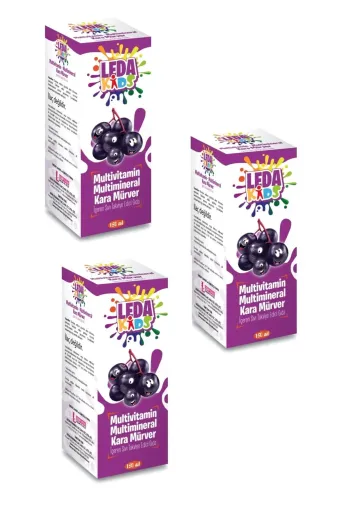 LedaPharma 8681438468284-3 Unisex Kara Mürver Ekstresi C Vitamini Ve Çinko Leda Kids 150 Ml 3 Kutu