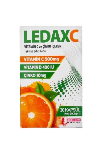LedaPharma 8681438468505 Ledaxc Vitamin C, Vitamin D Ve Çinko Içeren 30 Kapsül