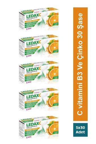 LedaPharma 8681438468512-5 Ledax C Vıtamın Ve Çinko Içeren 30 Şase X 5 Adet