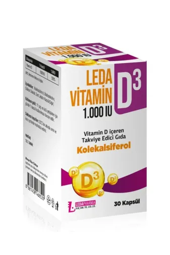 LedaPharma HBV000011SMUG Vitamin D3 1000'ıu 30 Kapsül