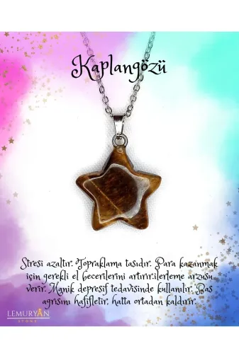 LEMURYANSTONE LEMURYANSTONEKAPLAN007 Doğaltaş Yıldız Kaplangözü Kararmaz Zincirli Kolye
