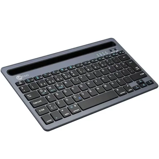 Lenovo Lecoo Bk100 Bluetooth V3.0 Çoklu Cihaz Uyumlu Şarj Edilebilir Kablosuz Gri Türkçe Q Klavye