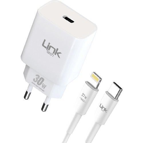 Linktech C214 30W Pd Type-C To Lightning Kablolu Şarj Aleti Set Beyaz