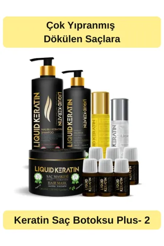 Liquid Keratin KR3800-5-YHB Saç Botoksu Plus - Yanmış Yıpranmış Saçlara Kökten Uca Keratin Bakım Seti
