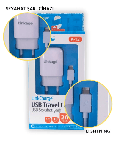 LKC-12v Linkage Lkc-12 2.1A 10Watt Isıya Dayanıklı 1Mt Lightining Şarj Aleti