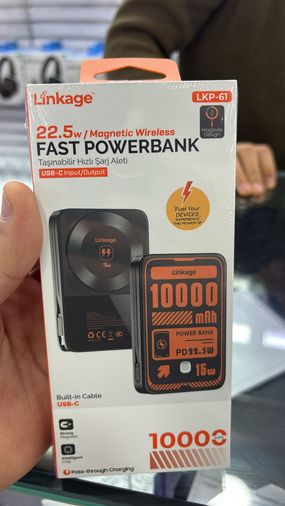 Lkp-61 22.5W, 10.000Mah Dahili Usb-C Kablolu 15W Kablosuz Şarj Kablosuz Powerbank