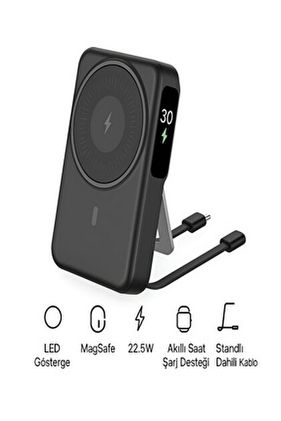 Lkp-62 22.5W Hızlı Şarj Dahili Usb-C / Lightning Kablolu, 10.000Mah 15W Kablosuz Powerbank