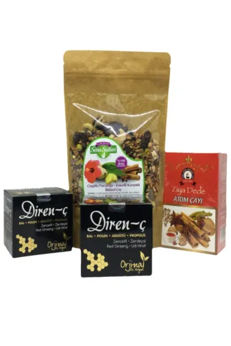 Lokman Sena Sultan M02372524 Bağışıklık Sistemi Güçlendirici Direnç Macun 350 Gr 2 Adet + Atom Çayı 170 Gr + Kış Çayı 200 Gr.