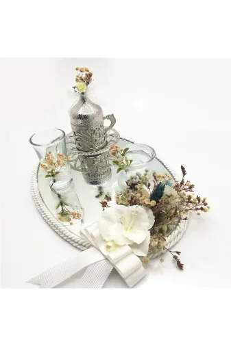 Lora Davet Damat Kahve Fincan Takımı Oval (1 Adet) Gümüş 54171
