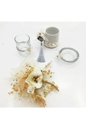 Lora Davet Damat Kahve Fincanı. Bardak. Lokumluk Ve Çiçektakımı (1 Adet) Gümüş 53741