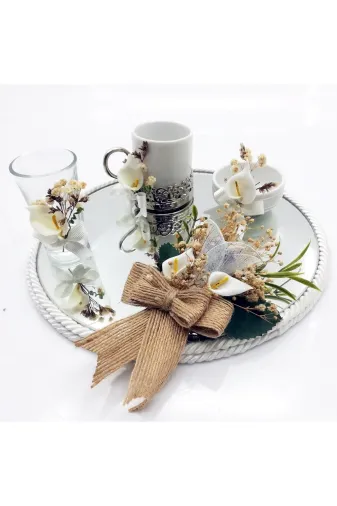 Lora Davet Damat Kahve Fincanı Takımı Yuvarlak (1 Adet) Beyaz 54178