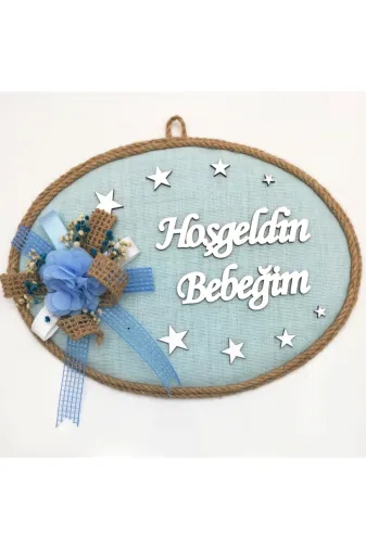Lora Davet Erkek Bebek Kapı Süsü, Hastane Kapı Süsü, Duvar Süsü (1 Adet) Mavi - 36206