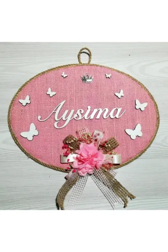 Lora Davet Kız Bebek Kapı Süsü, Hastane Kapı Süsü, Duvar Süsü (1 Adet) Pembe - 36221