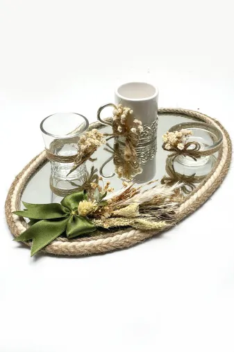 Lora Davet Söz Nişan Damat Kahve Tepsisi (1 Adet) Naturel 53229