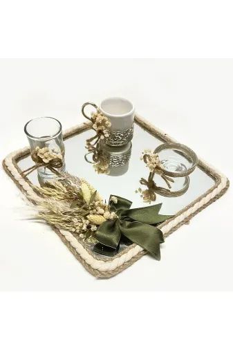 Lora Davet Söz Nişan Damat Kahve Tepsisi (1 Adet) Naturel 53221