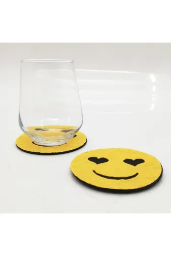 Lora Davet TYC00229289149 Bardak Altlığı Keçe Emoji 6 Adet Sarı 61143