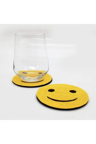 Lora Davet TYC00229290450 Bardak Altlığı Keçe Emoji 6 Adet Sarı 61140