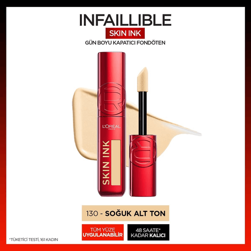 Loreal Paris 1436687 L'oreal Paris Skin Ink Gün Boyu Kapatıcı Fondöten Soğuk Alt Ton 130