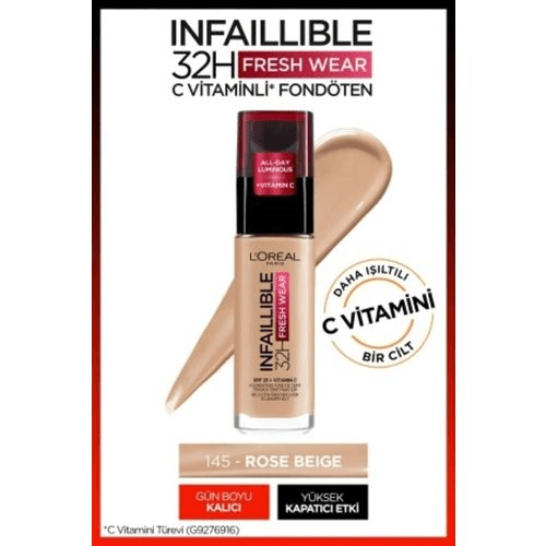 Loreal Paris 161951 L'oreal Paris Infaillible 32H Fresh Wear C Vitaminli 145 Rose Beige Fondöten
