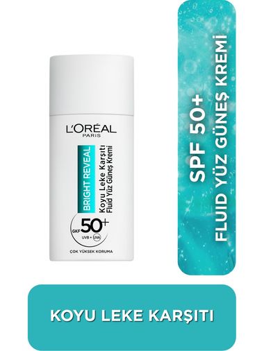 Loreal Paris lorealbrght145 Bright Reveal Spf 50+ Koyu Leke Karşıtı Fluid Günlük Yüz Güneş Kremi 50Ml Yüksek Koruma