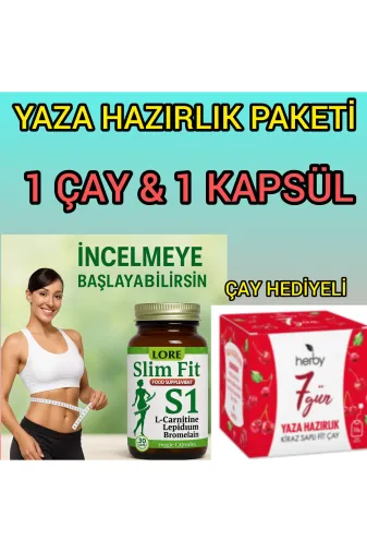 LoreLife lore s ç Lore Slim Fit S1 30Kp Lcarnitin Lepidium Bromalain İçeren Bitkisel Gida Takviyesi+Çay Hediyeli