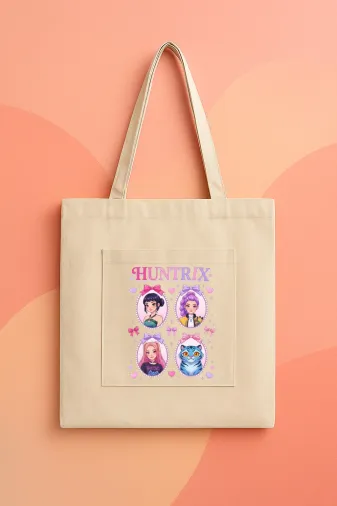 lovver kbap12 Kpop Demon Hunters Huntrix Zoey Rumi Mira Tasarımlı Premium Baskılı Kanvas Çanta