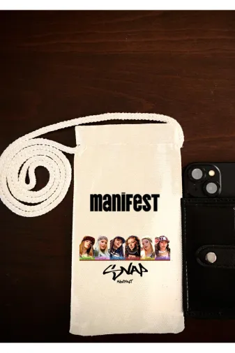 lovver lew-5 Manifest Tasarımlı Ipli %100 Organik Telefon Kılıfı Çantası