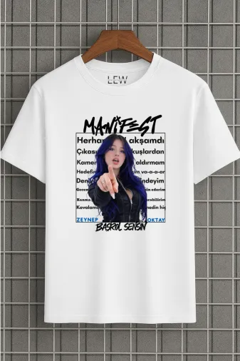 lovver manzok1 Manifest Zoktay Başrol Sensin Şarkı Sözlü Özel Tasarım Pamuklu Premium Baskı Tişört