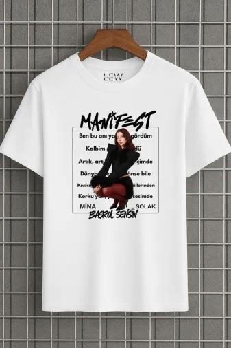 lovver minsol1 Manifest Mina Başrol Sensin Şarkı Sözlü Özel Tasarım Pamuklu Premium Baskı Tişört