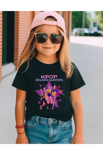lovver mizoru12 Kpop Demon Hunters Huntrix Rumi Zoey Mira Tasarımlı %100 Pamuk Nefes Alan Kumaş Çocuk Tişört