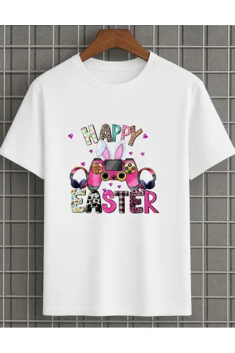 lovver paskalya6 Easter Bunny Paskalya Yumurtası Özel Tasarımlı %100 Pamuklu Premium Baskılı Tişört