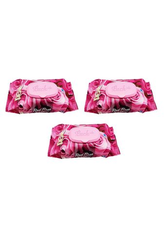 Luckido RT-RYL-ARLCKMDN3 3 Paket Red Rose Islak Havlu Mendil 90 Adet Kapaklı Gül Kokulu