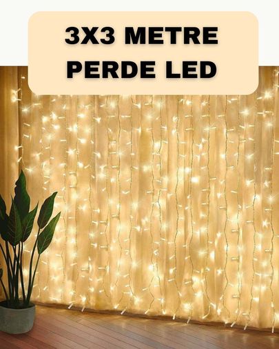 Luord Store TRİTHLTXUCZZZ3X3PERDELEDD-3-BLNCCC Dekoratif 3X3 Led Perde Işık Şelale Tasarım Enerji Tasarruflu Çok Renkli