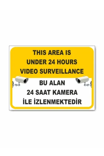 Makri gvlk4830 Bu Alan 24 Saat Kamera İle İzlenmektedir Güvenlik Kamerası Tabelası  Sarı